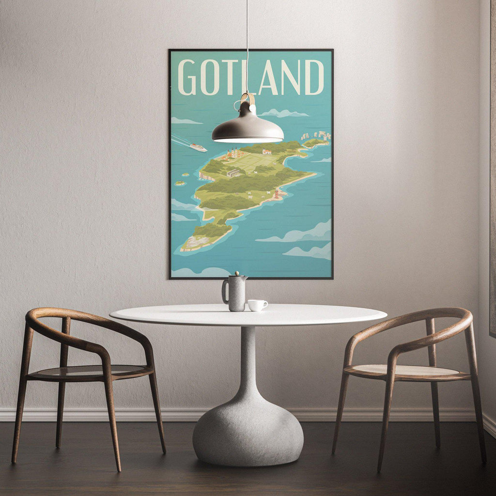 Retro poster Gotland Visby Tavla